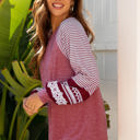  Kelsey Striped Raglan Long Sleeve Loose Top
