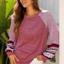  Kelsey Striped Raglan Long Sleeve Loose Top