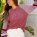  Kelsey Striped Raglan Long Sleeve Loose Top