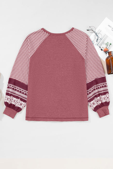 Kelsey Striped Raglan Long Sleeve Loose Top