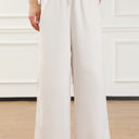 Beige Small Kendra Smocked High Waist Wide Leg Pants