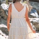  Kenia Solid Color Tied Straps Ruffle Tiered Mini Dress