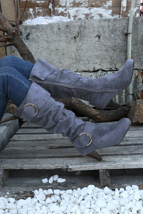 Kennedy Dual Buckle Strap Side Zip Boots