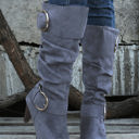 Navy Blue Size 8.5 Kennedy Dual Buckle Strap Side Zip Boots