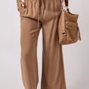 Brown Medium Kenzie Drawstring Elastic Waist Casual Wide Leg Pants