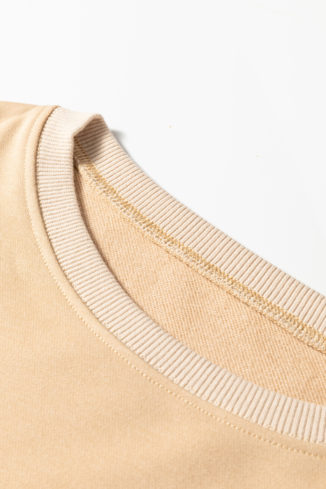 Khaki Exposed Seam Floral Mixed Patchwork Relaxed Plus Size Top