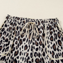  Khaki Exposed Seam Patched Pocket Plus Size Drawstring Leopard Wide Leg Pants