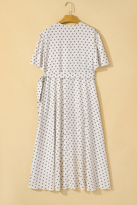 Sawyer Sawyer Polka Dot Flutter Sleeve Midi Dress