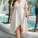 Khaki 2X Sawyer Sawyer Polka Dot Flutter Sleeve Midi Dress