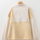  Khaki Stripe Mix Half Zip French Terry Plus Size Sweatshirt