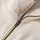  Khaki Stripe Mix Half Zip French Terry Plus Size Sweatshirt