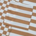  Khaki Striped Checkered Mixed Print Chest Pocket Casual Plus Size Top