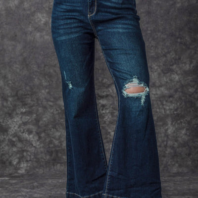 Khloe High Rise Ripped Bell Bottom Jeans