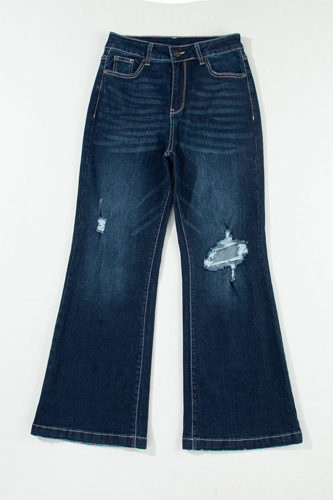 Khloe High Rise Ripped Bell Bottom Jeans