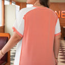  Khloe  Plus Size Rib Color block Short Sleeve Top