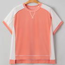  Khloe  Plus Size Rib Color block Short Sleeve Top