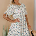 Kimber Floral Puff Short Sleeve Dress