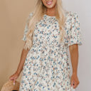  Kimber Floral Puff Short Sleeve Dress