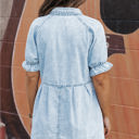  Kimber Ruffled Short Sleeve Buttoned Denim Dress