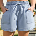  Kimberly Plus Size Drawstring High Waist Denim Shorts
