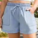 Beau Blue XXXXL Kimberly Plus Size Drawstring High Waist Denim Shorts