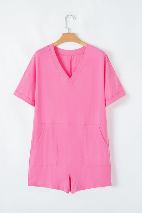 Kimora Loose Half Sleeve V Neck Knit Romper