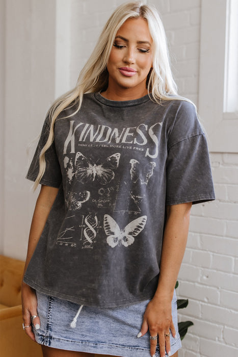 Kindness Butterflies Mineral Wash Loose Tee