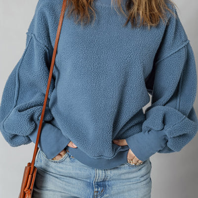 Kinsley Fleece Exposed Seam Casual Sweatshirt