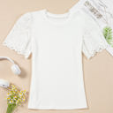  Kora Eyelet Pattern Short Sleeve Top