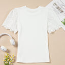  Kora Eyelet Pattern Short Sleeve Top