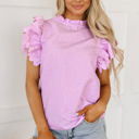  Kori Scalloped Ruffle Sleeve Top