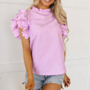  Kori Scalloped Ruffle Sleeve Top