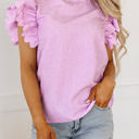 Bright Pink Large Kori Scalloped Ruffle Sleeve Top