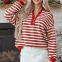  Kylalara Collared Drop Shoulder Top