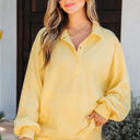  Kylie Button Collar Drop Shoulder Pullover and Shorts 2pcs Outfit
