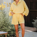  Kylie Button Collar Drop Shoulder Pullover and Shorts 2pcs Outfit