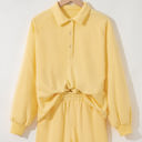  Kylie Button Collar Drop Shoulder Pullover and Shorts 2pcs Outfit