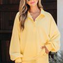 Yellow Cream Small Kylie Button Collar Drop Shoulder Pullover and Shorts 2pcs Outfit