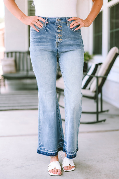 Kyra Waist Distressed Flared Jeans