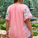  Lacey Ruffled Short Sleeve PLUS Blouse