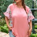  Lacey Ruffled Short Sleeve PLUS Blouse