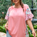  Lacey Ruffled Short Sleeve PLUS Blouse