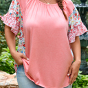  Lacey Ruffled Short Sleeve PLUS Blouse