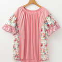 Lacey Ruffled Short Sleeve PLUS Blouse