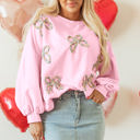  Laila Bow Lantern Sleeve Oversized Sweatshirt