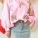  Laila Bow Lantern Sleeve Oversized Sweatshirt