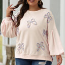 Parchment XXL Laila Bow Lantern Sleeve Oversized Sweatshirt