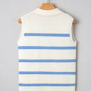  Lainey Stripe Split V Neck Collared Ribbed Sweater Vest