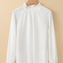 White XXL Lanabina Ripple Bubble Sleeve Blouse