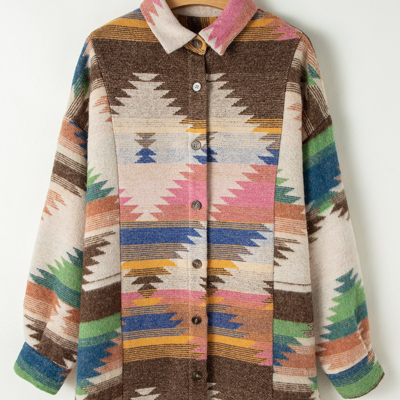 Laney aztec Print Up Shacket